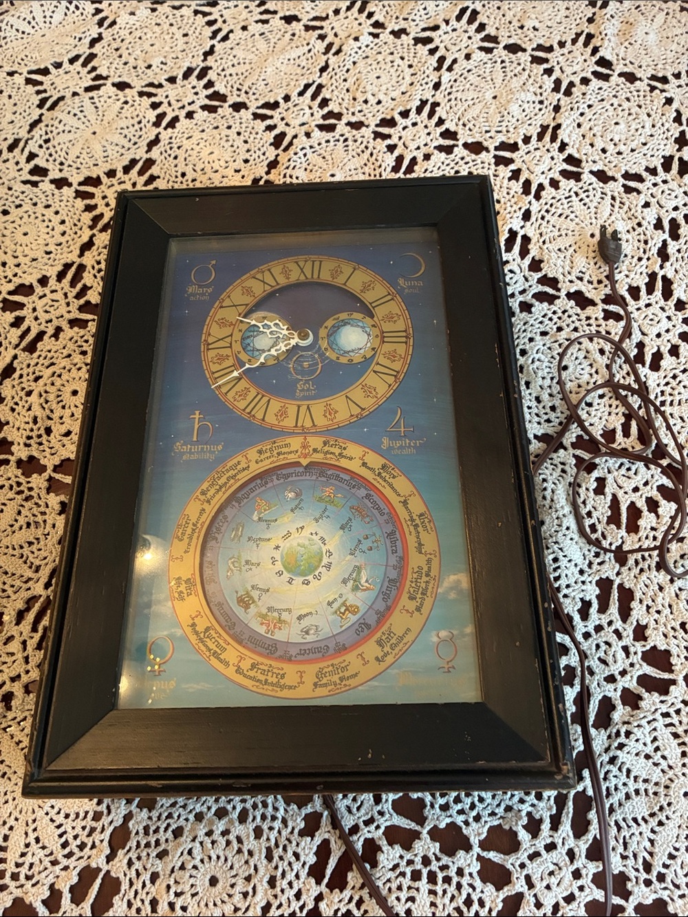 Celestial Astronomical Wall Clock in Black and Gold